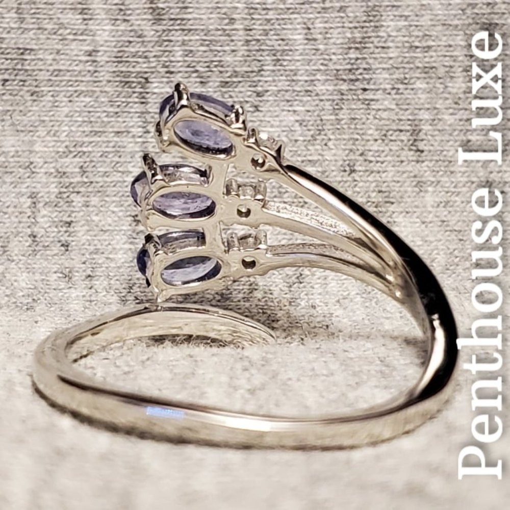NATURAL Tanzanite Triple Stone Sterling Silver Ring - Picture 4 of 6